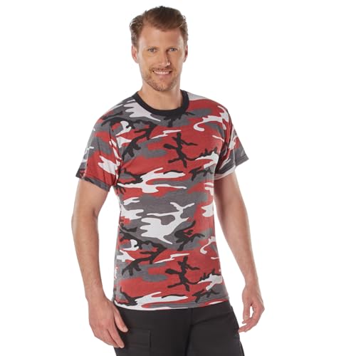 Image of Rothco Camo T-Shirt | Men's Short Sleeve Camouflage Crew Neck Base Layer Rugged Outdoor Hiking Workout Gym Tee Shirt