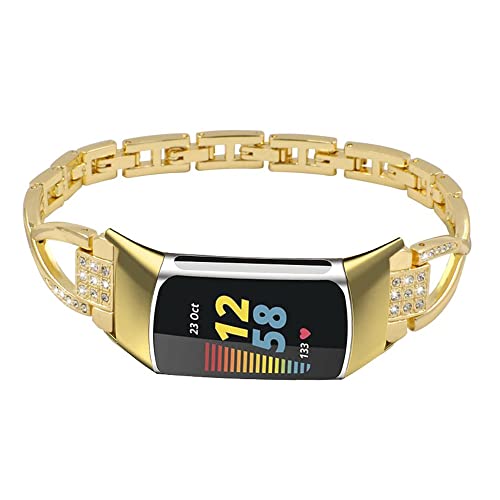 AISPORTS Compatibel met Fitbit Charge 5 Band voor Vrouwen, Slanke Crystal Bling Glitter Diamant Strass Sieraden Metalen… - Image 3