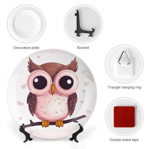 Plato decorativo de porcelana con búho blanco 7 pulg miniatura 3