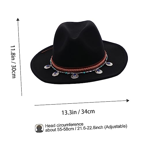 1Pc Women's Vintage Woolen Jazz Hat Stylish Autumn Fedora with Classic Flat Edge Design for Parties Giving Breathable Comfortable Black2