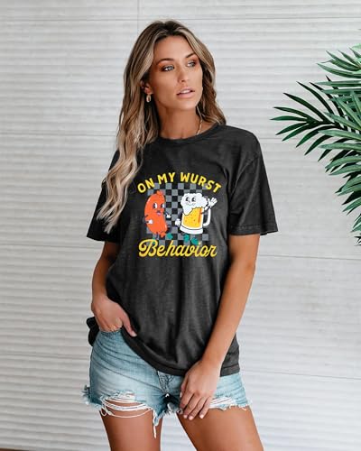 German Oktoberfest Shirt Women Funny Oktoberfest Group Shirts Let's Get Schnitzel Faced Short Sleeve Tee Tops3