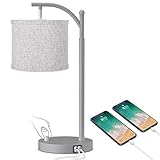 ENNOKEY Table Lamp with USB Port, Fully Dimmable Bedside Lamps, Bedroom lamp, Modern Nightstand Lamp Desk Reading Lamp with Adjustable Lampshade for Living Room, 5W 2700K Bulb Included