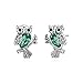 Owl Earring Stud mit CZ Gr&uuml;n Crystal 925 Sterling Silber Tierschmuck Jubil&auml;um Geburtstag Muttertag Geschenk f&uuml;r Mama Frauen Teen Tochter
