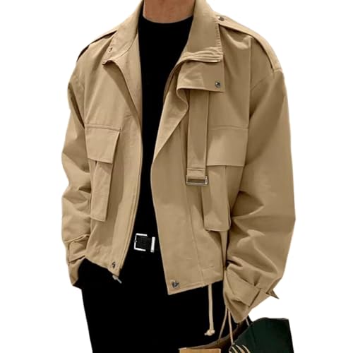 Men Jackets Solid Color Lapel Long Sleeve Male Streetwear Casual Outerwear