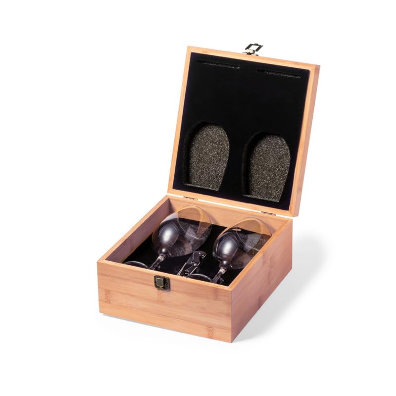 Mabouteille® - Cofanetto per vino con 2 bicchieri da vino e cavatappi