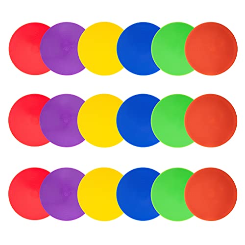 Aryjmz Spot Markers 18 Pcs 9 Inch Non Slip Rubber Floor Markers Flat Field Cones Poly Dots for Soccer Basketball Sports Speed Agility Training and Drills