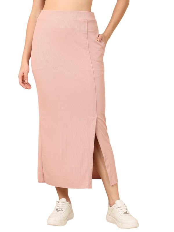 Women's Cotton Blended Slit Skirt with Pocket-image-18