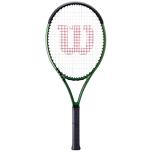 Wilson Tennisschläger Blade Jr v8.0, Für Kinder, Carbonfaser, Grifflastige Balance, Metallic Green/Black, 26