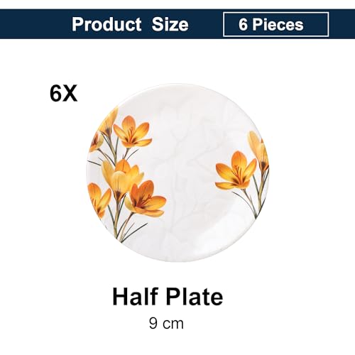 Image of Golden Fish 6 Pieces Quarter Plate Set for Snacks & Breakfast | Small Serving Plates for Kitchen | Strong, Lightweight & Space Saving Design | Ideal for Daily Use, Tea-Time & Gifting