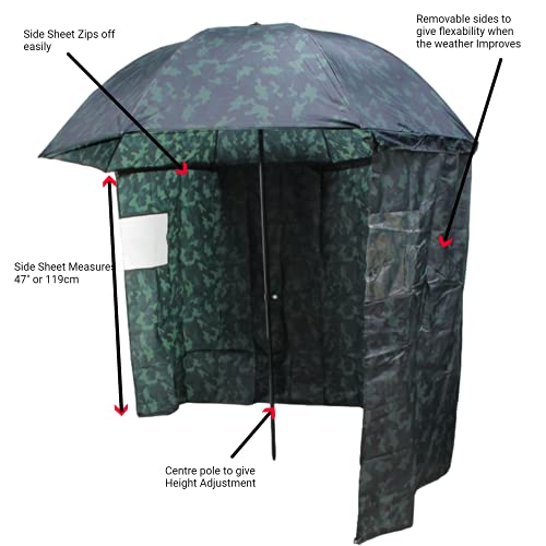 NGT Carp Fishing 45" Camo Umbrella Brolly System + Zip on Side Sheet & Tilt Function - Image 2