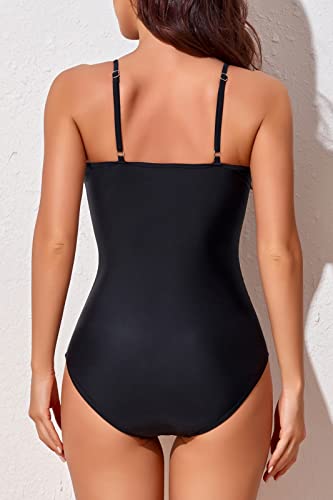 Smismivo High Neck Swimsuits for Women Full Coverage One Piece Bathing Suit Modest Slimming Tummy Control Retro Swimwear2