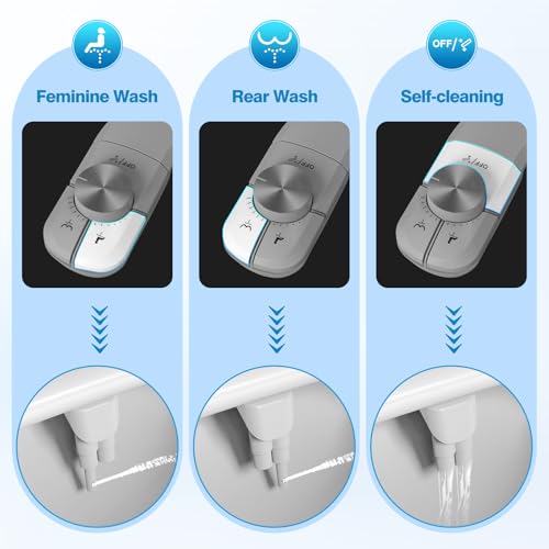 Image of Non-Electric Bidet Attachment for Toilet, Ultra Slim Self-Cleaning Retractable Dual Nozzles for Rear & Feminine Wash, Adjustable Water Pressure,Stainless Steel Inlet