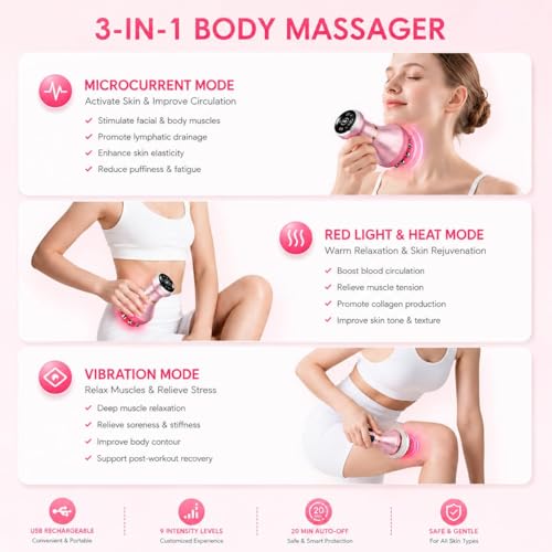 Image of 4-in-1 Lymphatic Drainage Massager - Anti-Cellulite Message Tool with Heating /Vibration /Light Therapy, Cordless Handheld for Sciatica, Full Body Pain Relief & Skin Tightening