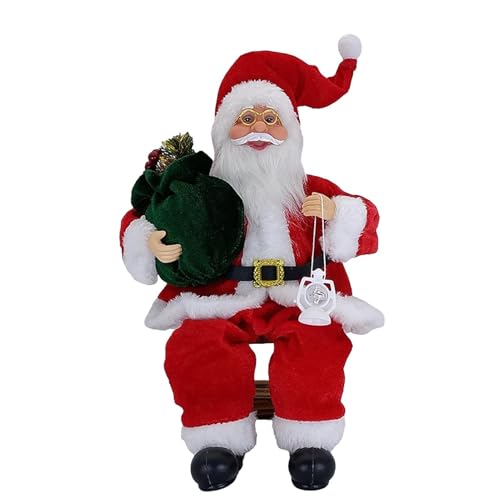 Father Christmas Figure – Plush Fabric, Approx. 10x6in Santa Claus Ornament Sitting Santa Decor | Soft Holiday Figurine For Living Room, Office, School, Shop, Hotel, Christmas Parties
