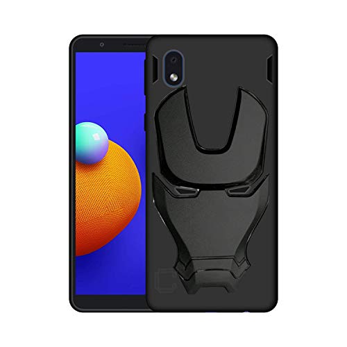 Image of COVERLY Official 3D Smooth Feel Avenger Logo Mask Soft Rugged Grip Iron Man Engraved Cartoon Movie Engraved Silicone Rubber Matte Back Cover for Samsung Galaxy M01 (2020) - Black