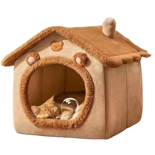 ペットハウス ドーム型 洗える ふわふわ あったかい 折りたたみ式 ペットベッド 犬 猫 キャットハウス 猫こたつ 巣 取り外し可能 ペット用品 猫グッズ 寒さ対策 寝袋 暖かい 休憩所 遊び場 (A, 45*35*35cm)