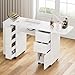 Paddie Manicure Table with Extendable Table, Nail Desk Table for Nail Tech with Trash Bag Holder & Vertical Drawer, Nail Beauty Station with Wrist Cushion, Lockable Wheels, Storage Cabinet(White-New)