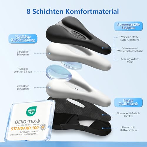 AUVSTAR Upgrade New Gel Fahrradsitzbezug,hohl und atmungsaktiv, Premium Fahrradsattelkissen,Geeignet für Mountainbike-Sitz, Verdickender Sattelbezug,Sattelschutz für Herren und Damen Fahrrad.