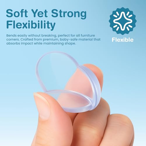 Image of 15 Pcs Ball Shape Corner Protector for Baby Proofing - Clear 3cm x 2cm Impact Absorbing Edge Safety Bumpers for Sharp Desk Corners - Secure Adhesive Gel Pads Included