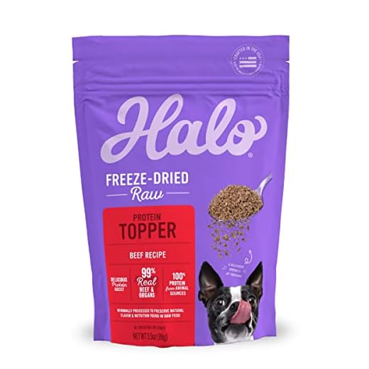 Halo Freeze Dried Raw Dog Food Topper, Beef Recipe, 100% Protein Source, For Natural Energy, Real Meat Topper, 3.5 Oz Pouch