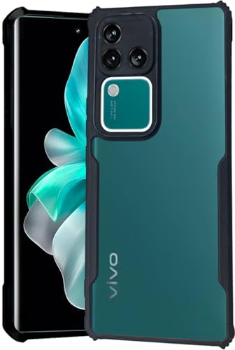 Image of AIBEX Crystal Clear Back Cover Case for Vivo V30 5G / Vivo V30 Pro 5G | 360 Degree Protection | Shock Proof Design | Transparent Back Cover Case (PC & TPU, Black Bumper)