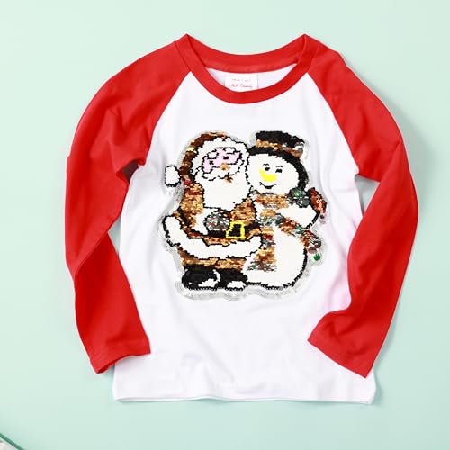 Image of Christmas Shirts for Girls and Boys Flip Sequin Santa Christmas Tree Kids T-Shirt Clothing