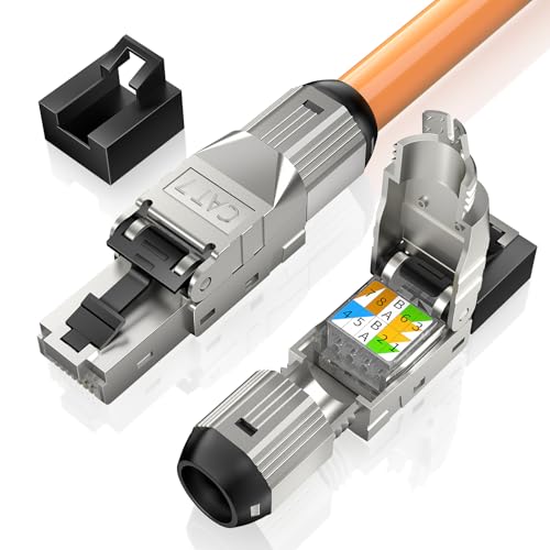 Ltemziiy Conector RJ45 Cat 7 sin herramientas, sin herramientas, sin herramientas, para cable Cat7 Cat6A, 10 Gbps, blindado, conector LAN Cat 7, sin herramientas, reutilizable, 2 unidades