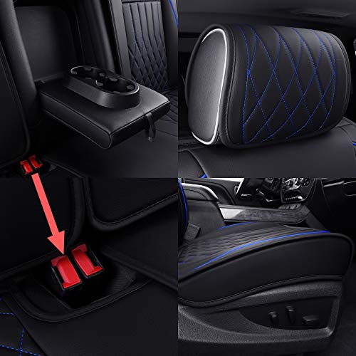 Image of Aierxuan Chevy Silverado GMC Sierra 1500 Seat Covers Full Set (Black-Blue)