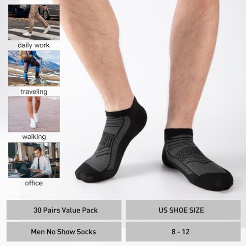 30 Pairs Lightweight Ankle Socks Men/Women - Breathable Bulk Thin Low Cut Socks Value Pack2