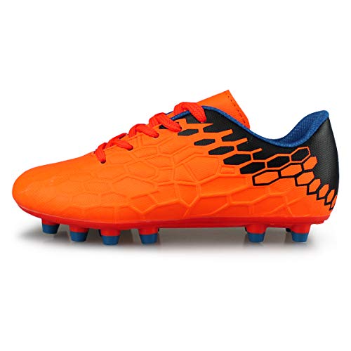 Hawkwell Boys Girls Outdoor Firm Ground Soccer Shoes, Orange Pu, 3 M Us #TOP4