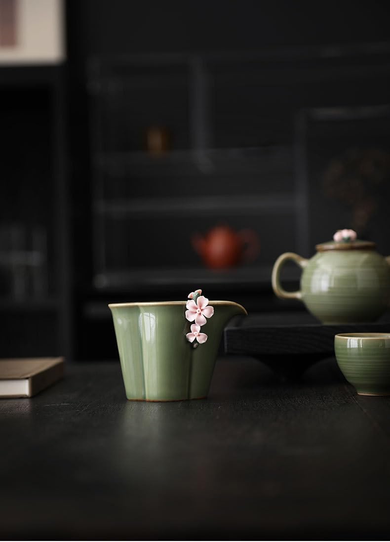 Creative Handmade Fairness Cup, Green Glaze, Tea Strainer, Tea Sea, Retro Tea Accessories-style1