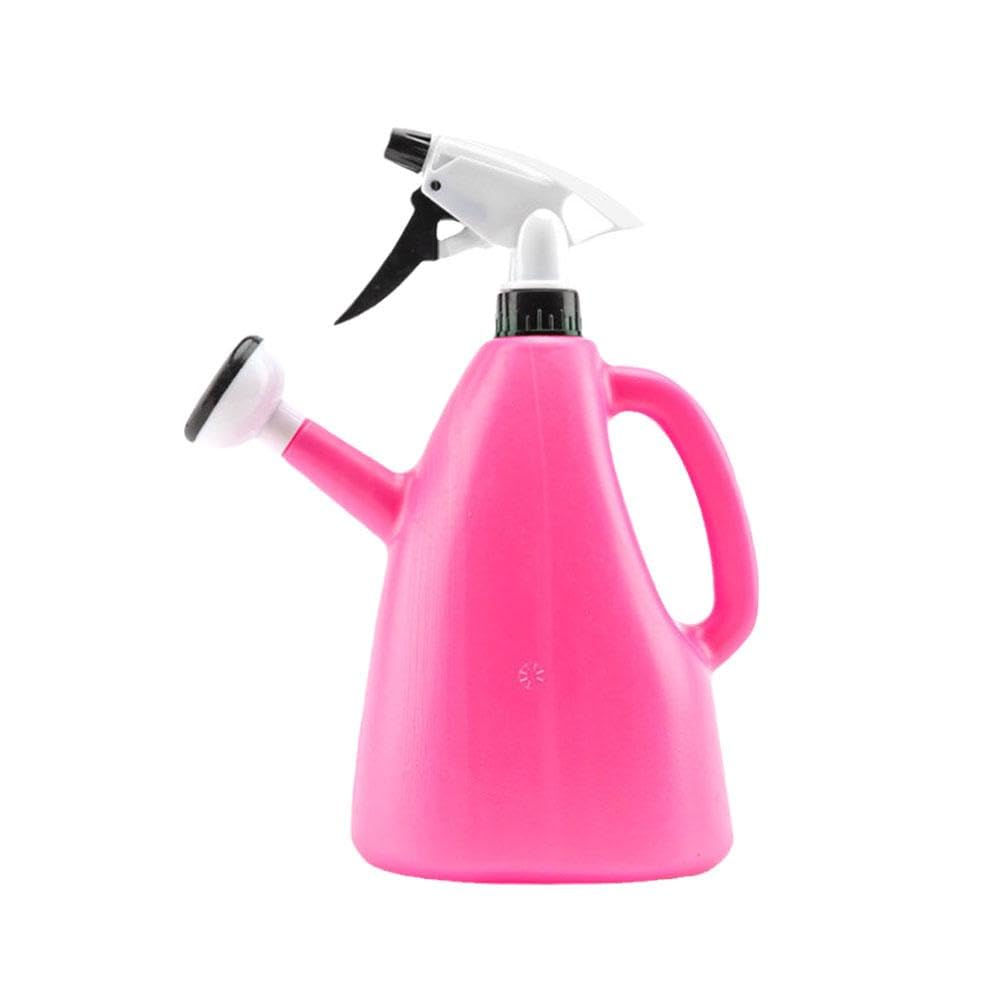 2 in 1 Plastic Watering Can with Sprayer - Multifunctional Garden Leakproof Water Spray Bottle for Indoor Outdoor Plants, 1L (Pink)