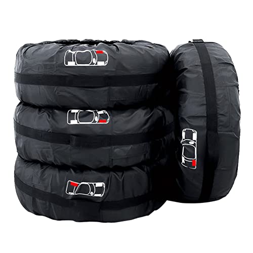 Lot de 4 Housses de Pneus de Secours de Voiture 16-20" Imperméable Anti-poussière Housses de Protection de Roue de Voiture avec poignée renforcée (diamètre 80 cm) Cover