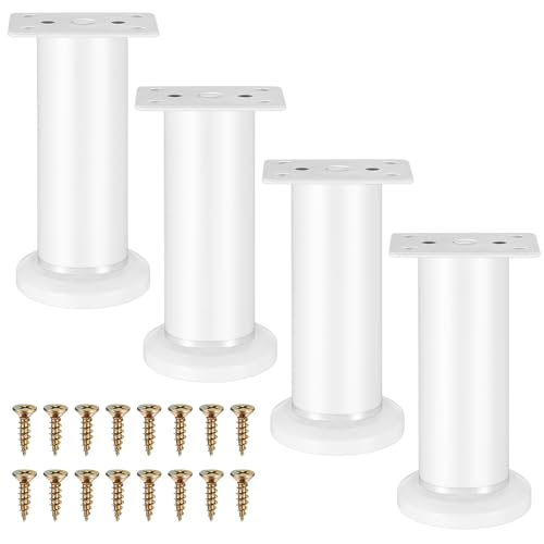 4 x Möbelfüße Höhenverstellbare Füße für Möbelfüße weiß, 12-18 cm Möbelbeine, Schrankfüße Schrankfüsse für Schränke Kommoden Sofa Tisch Bett Füße, Schrank Füße für Couchfüße Bettfüße Sofafüße