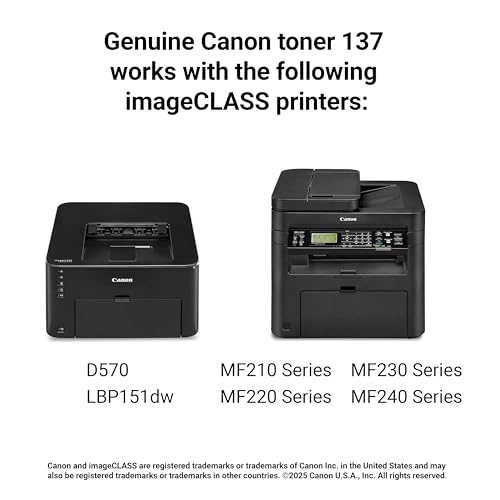 Image of Canon Genuine 137 Black Toner Cartridge Compatible with LBP151dw, MF210 Series, MF220 Series, MF230 Series, MF240 Series, D570