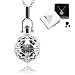 Lava Stone Aromatherapy Gem Essential Oil Diffuser Orb Necklace w/ Sapphire Jewel + Bead Set (29-inch chain)
