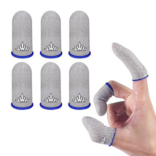 JWH Ultra-Thin Silver Fiber Gaming Finger Sleeves,White Thumb Sleeves Mobile Gaming Cots,6 Pack Gaming Finger Gloves for PUBG,Tightly Woven Wire,Silky and Sweat-Proof,Fundas para Dedos Gamer