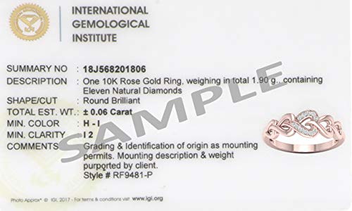Igi Certified 10K Rose Gold 1/8Ct Tdw Round Diamond Crown Shaped Promise Fashion Ring Love Gift For Women By Dzon(I-J,I2) #TOP5