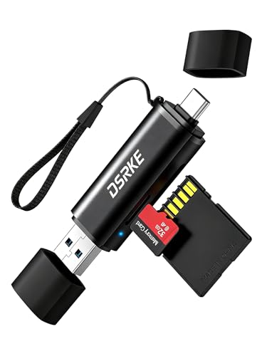 DSRKE Lecteur de Carte SD USB C et USB 3.0, Adaptateur Carte Mémoire Double Fente pour SD/Micro SD, Compatible avec iPhone 17/16/15, MacBook, Galaxy S26,...