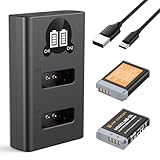 K&F CONCEPT NB 13L Batterie de Remplacement 2 Pack avec Chargeur LCD Dual Slot, Compatible avec Canon EOS G7X3/G7X2/G9X/G5X/SX720HS Cameras etc.