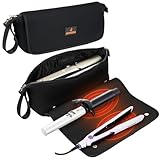 Jaffzora Hair Tools Travel Bag with Heat Resistant Mat, Portable 2 in 1 Hair Storage Bag for Curling Iron, Flat Irons, Straighteners and Haircare Accessories, Black