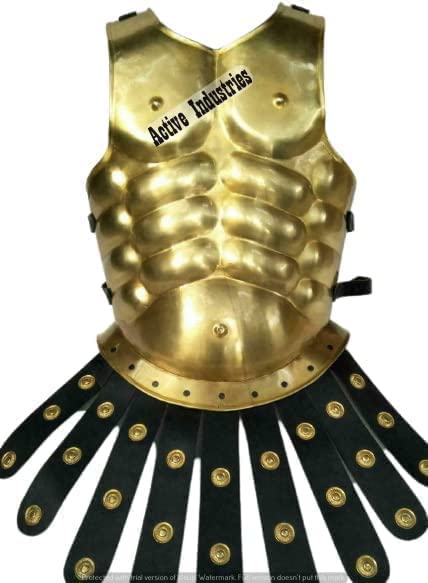 Roman Armor Breastplate Muscle Body Armour Iron Medieval Armor Chest Replica Muscle Armor Jacket Brass Antique Steel Jacket, Brass, XL-LAURGE