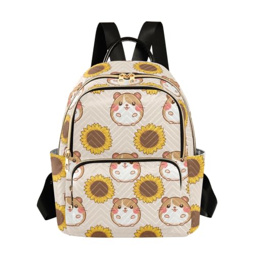 Sac à dos antivol femme motif hamster et tournesol pour sécuriser vos trajets