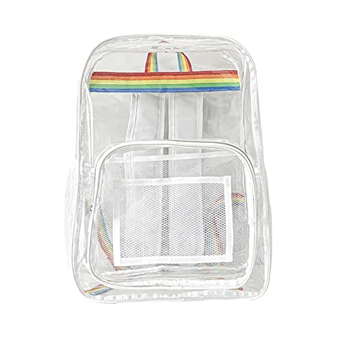 Mochila escolar transparente impermeable en color blanco con diseño unisex para estudiantes
