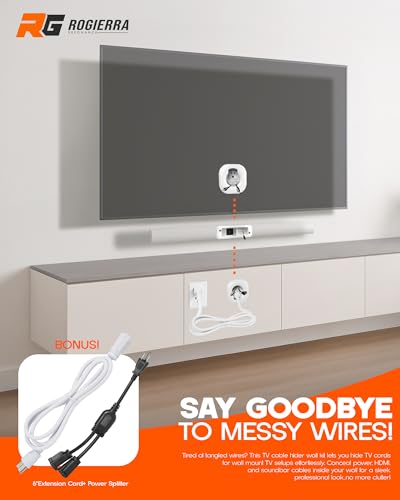 in-Wall Cable Management Kit - for TV & Soundbar - Cord Concealer & Power Kit with Circle Saw Drilling Attachment & Drywall Hand Saw, Hides All Cables & Powers Devices