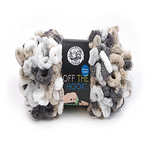 Image of (1 Skein) Lion Brand Yarn Off the Hook Bulky No Needle Yarn, Snowy Cosmo | Jumbo Finger Knitting & Crochet Craft Fiber for Beginners, Kids, Classrooms, Create Blankets, Pillows, Stuffed Animals