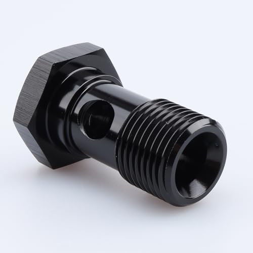 Image of Aluminum Single Eye Banjo Bolt M18 x 1.5 Thread Length 33.2MM Fuel Oil Pump Bolt with M18 Washers for banjo fitting, Black