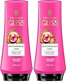 Gliss Spülung Verführerisch lang (200 ml), Haarspülung repariert geschädigte Haarlängen, Conditioner pflegt trockene Spitzen (Packung mit 2)