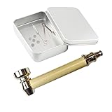 MENGQILINYU Wood Grain Tobacco Pipe Set – Portable Pocket-Size Metal Smoking Pipe with Wooden Stem, 5 Filters, Cleaning Tool & Storage Box – Filter Tobacco Pipe Accessories (Light Wood)