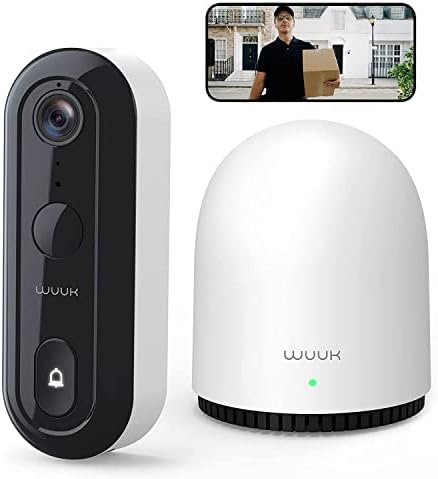 WUUK Doorbell Camera Wireless No Subscription, 2K Camera Doorbell w Base Station Built-in 32GB Storage, Battery Powered Video Doorbell, Triple Motion Detection, Supports Alexa Google Assistant